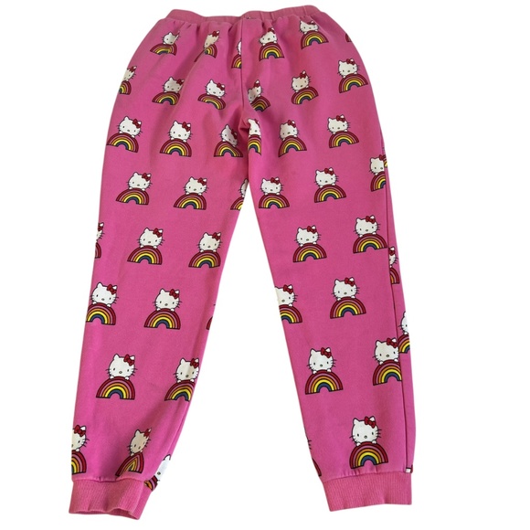 Modcloth for Hello Kitty Jogger Sweatpants Fleece Rainbows Pink Size L - Picture 2 of 7